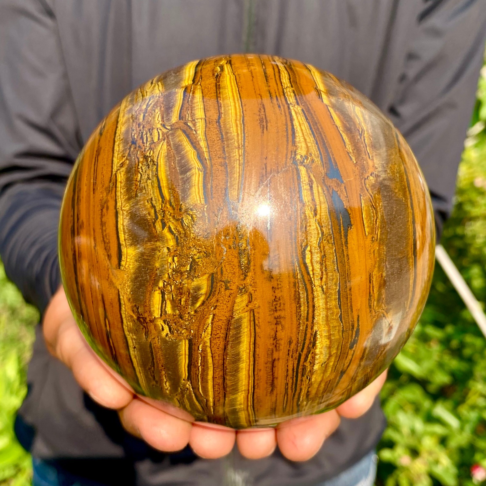 4.82LB Large Natural Tiger Eye Stone Crystal Ball Quartz Healing Sphere Décor