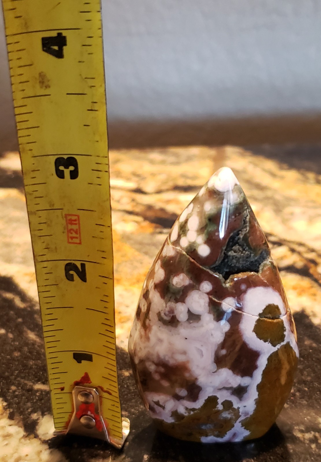 3″ Natural 8th Vein Orbicular Ocean Jasper Crystal Quartz UV Tear Free Form