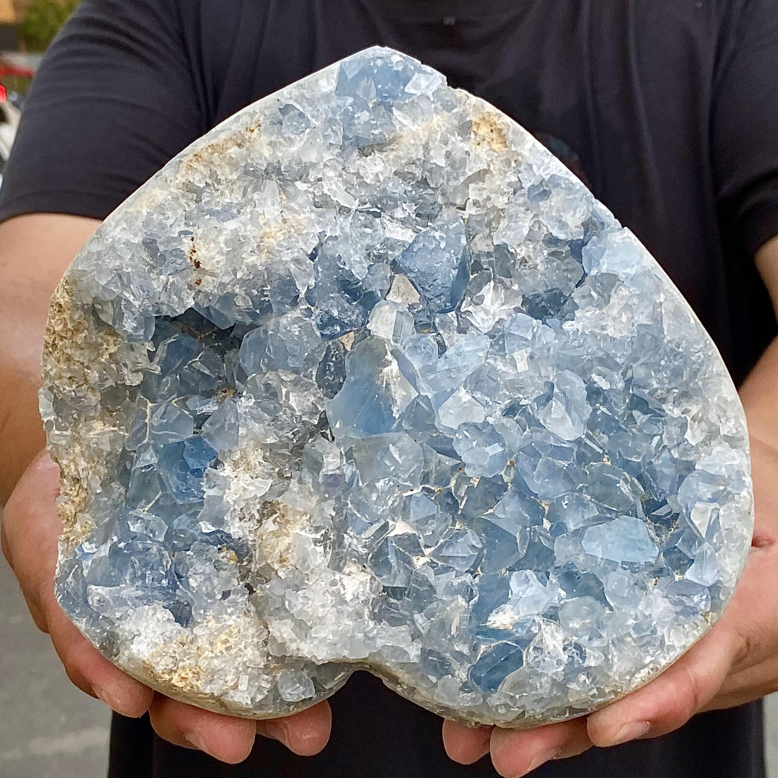 9.46LB Natural blue crystal cave heart-shaped original ore restoration