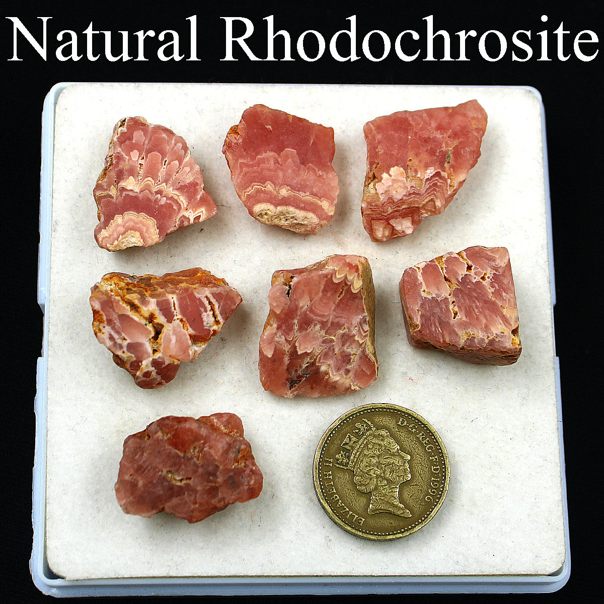 7 Pcs Natural Argentina Rhodochrosite Raw Crystal Slice Druzy Mineral Specimen