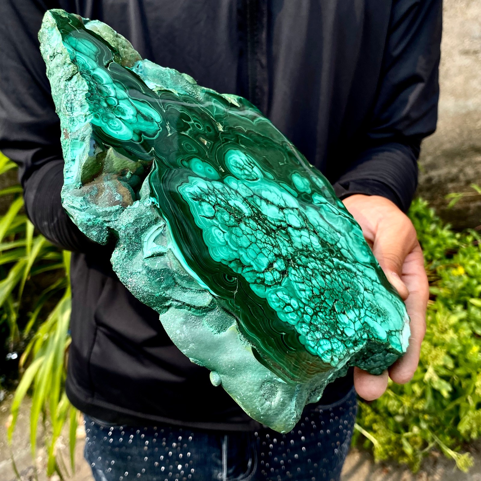 3.61LB Natural malachite slice quartz crystal luster mineral specimen
