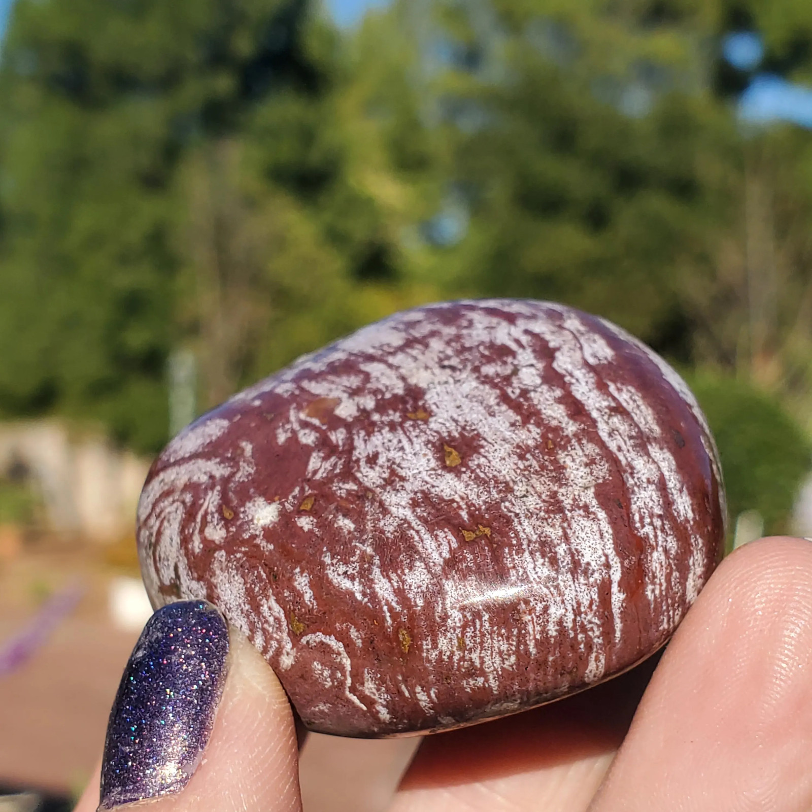 Red Green Ocean Jasper Freeform Palm Stone Crystal | 76 grams