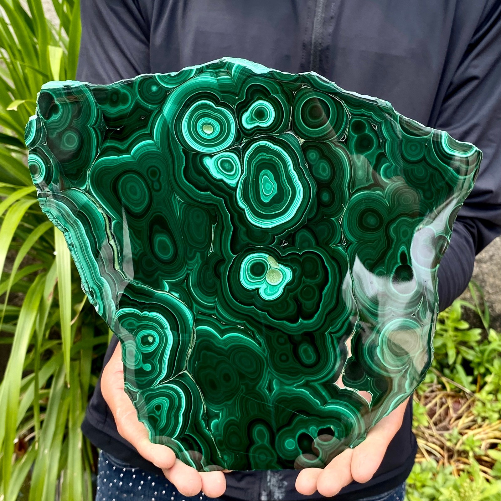4.67LB Natural malachite slice quartz crystal luster mineral specimen