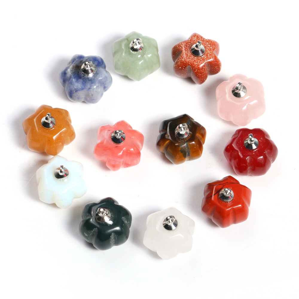Mini Crystal Pumpkin Pendant Natural Chakra Stone Carving Necklace Reiki Jewelry