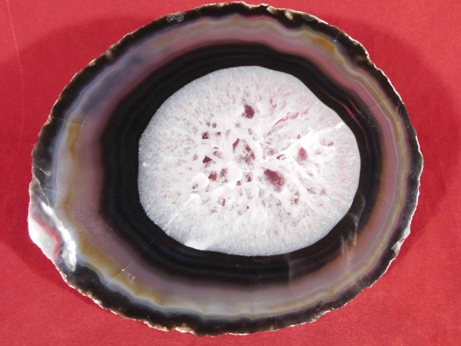 Polished QUARTZ Crystal Nodule Slab w/ Banded Agate & Display Stand Brazil 192gr