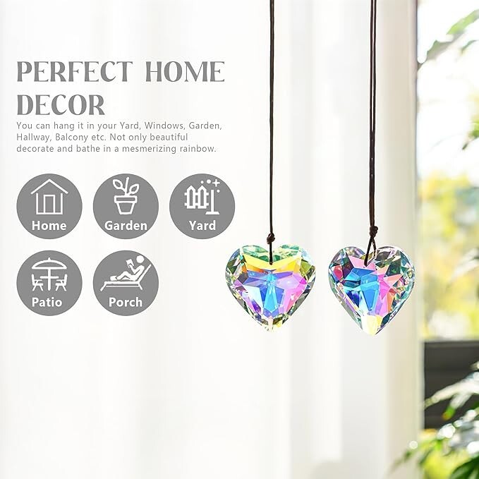 6cm Heart Shape Suncatcher 45mm Crystal Rainbow maker Home Decor Healing Gift