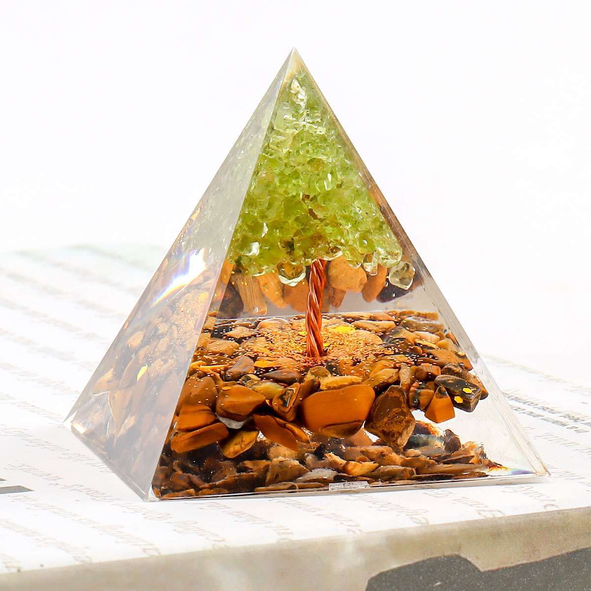 Tree Stem Crystal Orgone Pyramid Reiki Healing Chakra Meditation Orgonite Energy