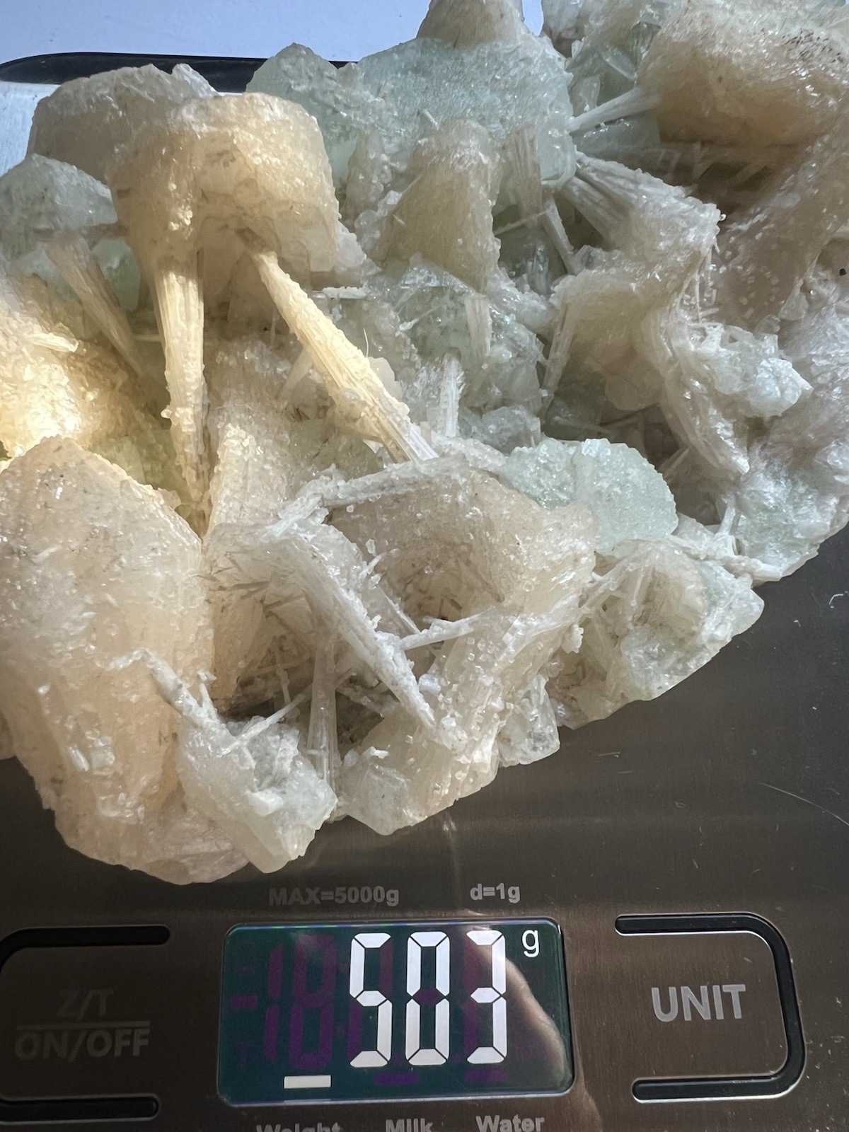 Green Apophyllite, Stilbite, Scolecite, 504 Grams, 6.5”x4”