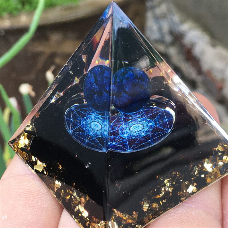 Reiki Energy Healing Large Chakra Orgone Orgonite Obsidian Crystal Pyramid
