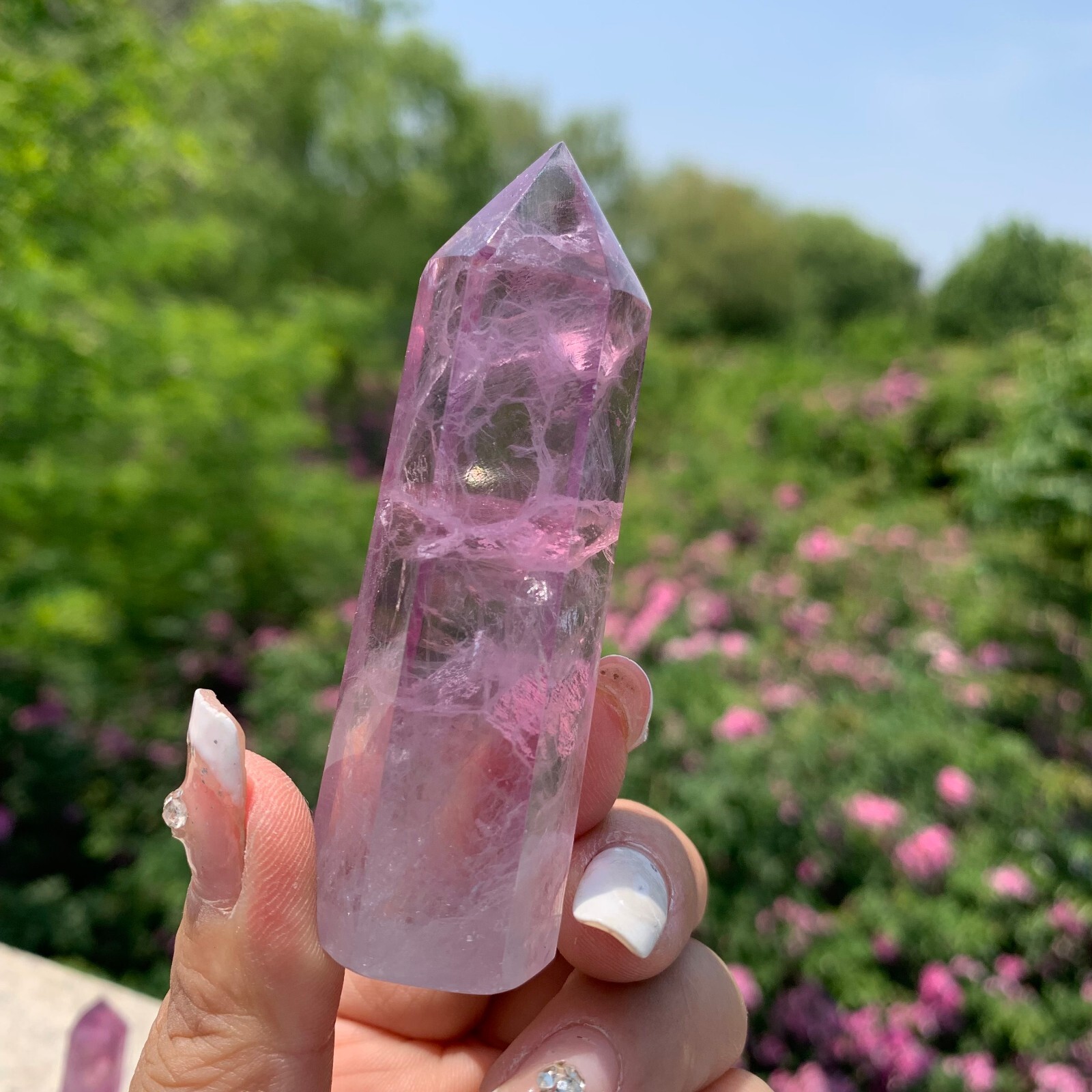 2.2LB Natural fluorite quartz obelisk crystal wand point healing random