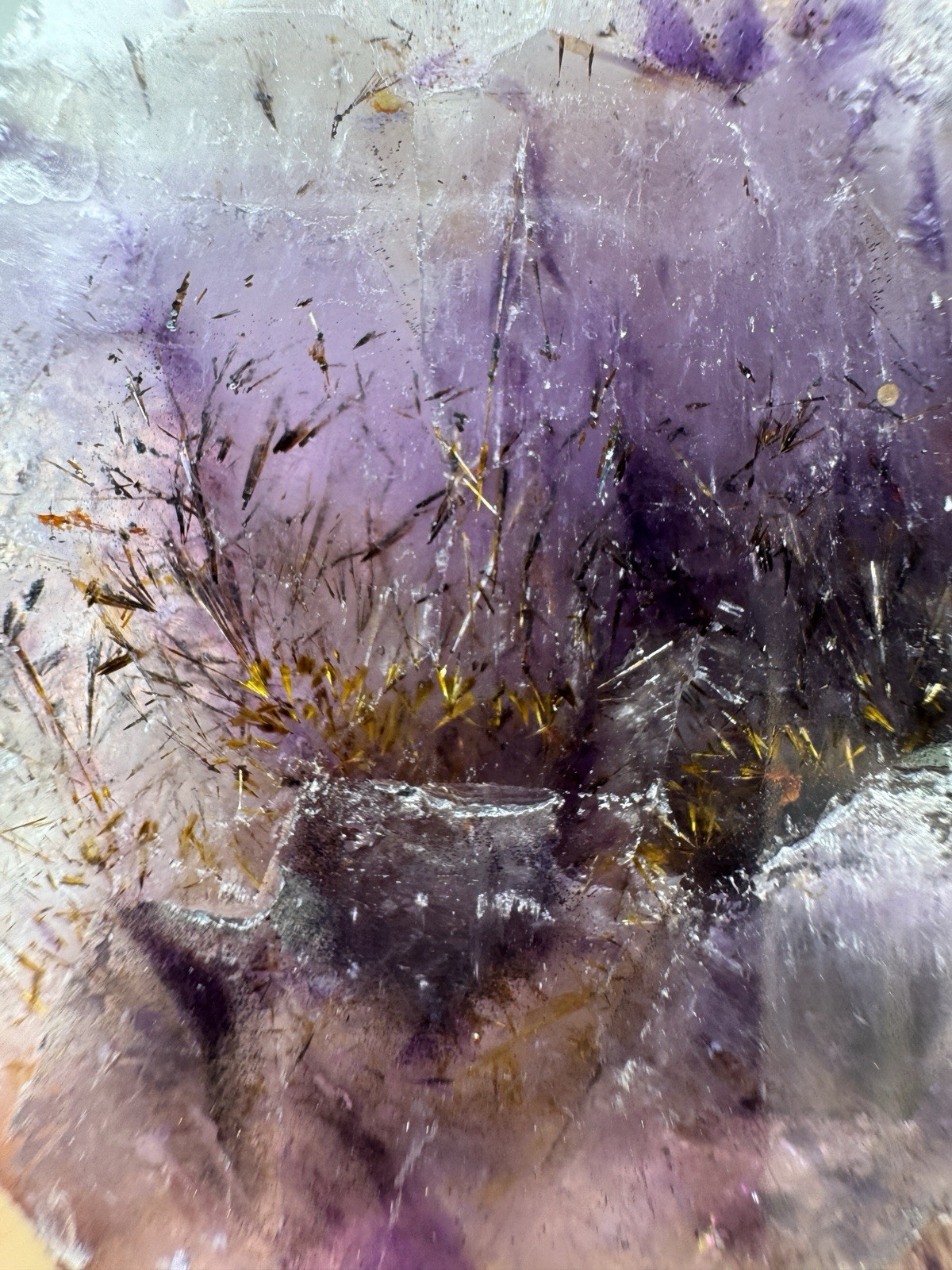 Boreal Amethyst Crystal Auralite23 Natural Phantom Reveal On Polished Face