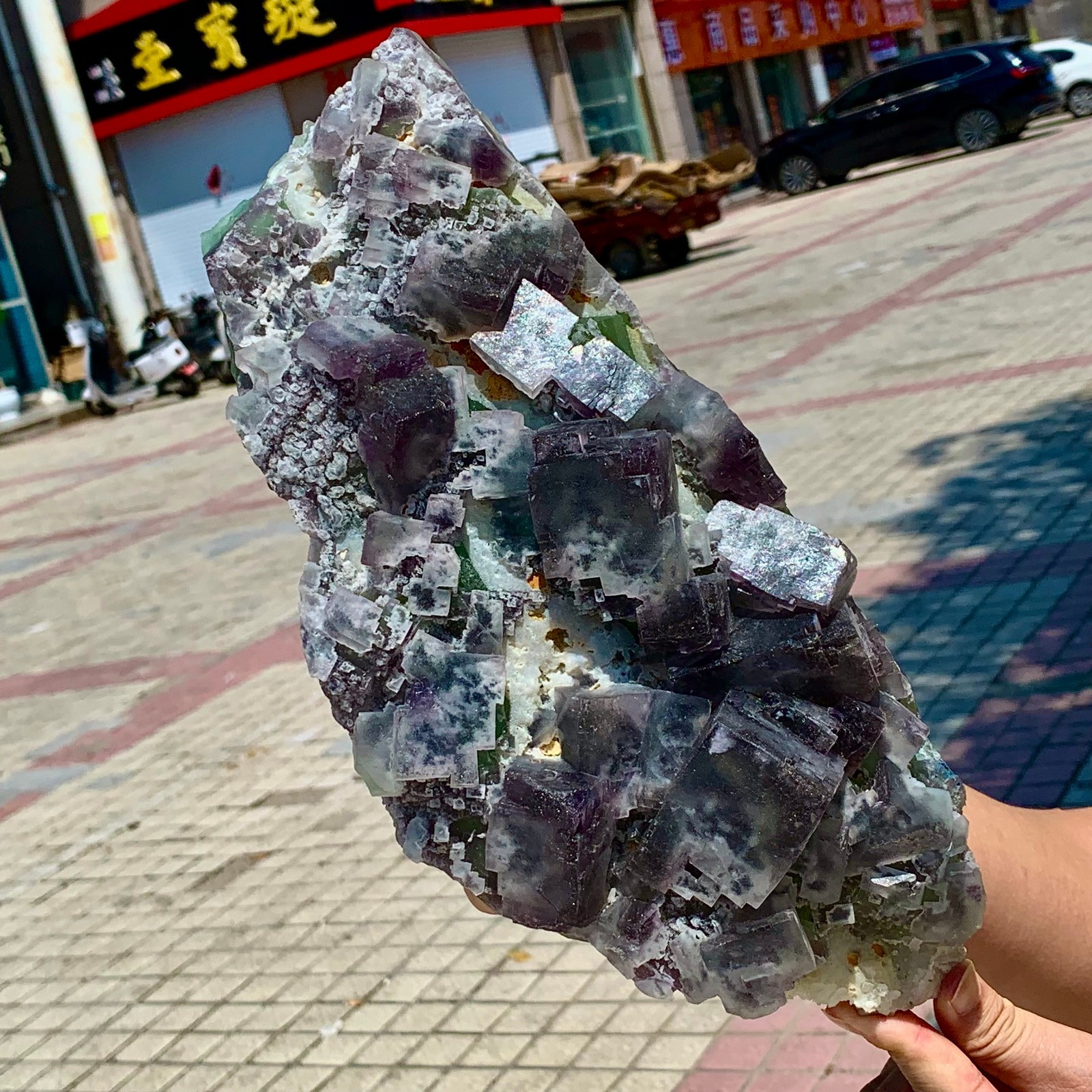 11.41LB Rare Purple Green cubic fluorite mineral crystal sample/Zhejiang, China