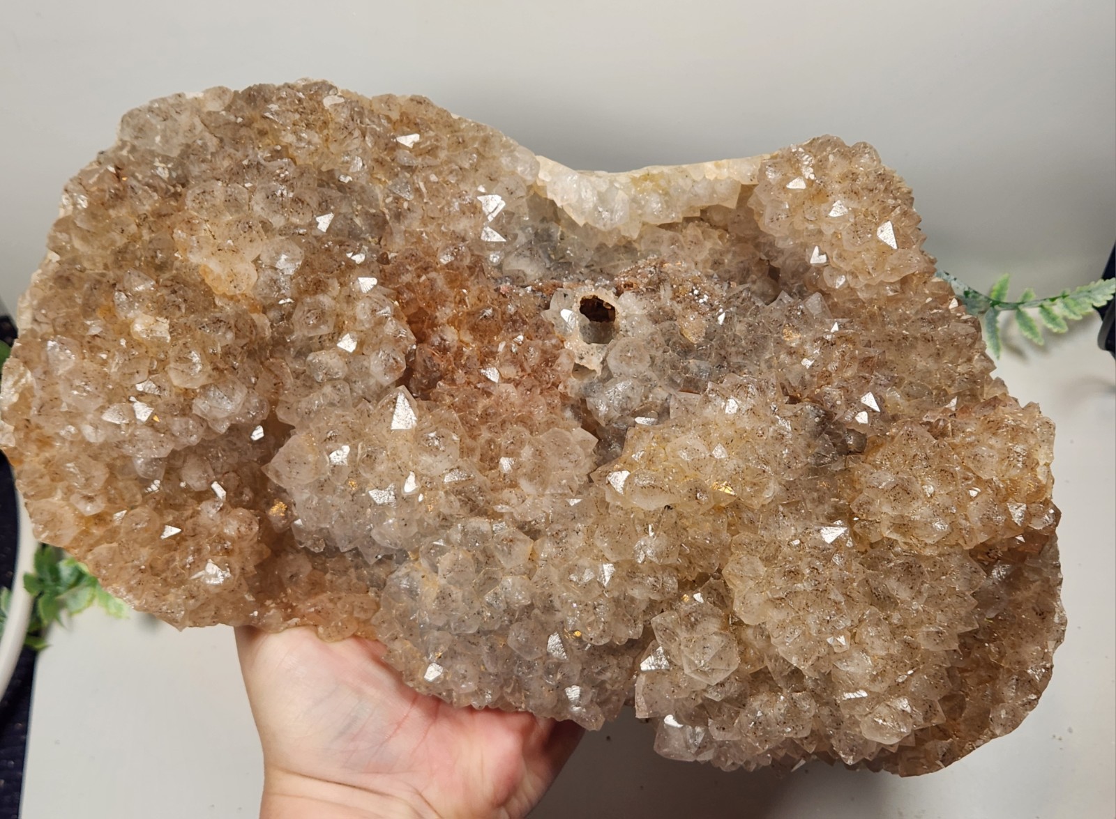 Large Hematoid Quartz Crystal Cluster From India Almost 8 Pounds! 10inches