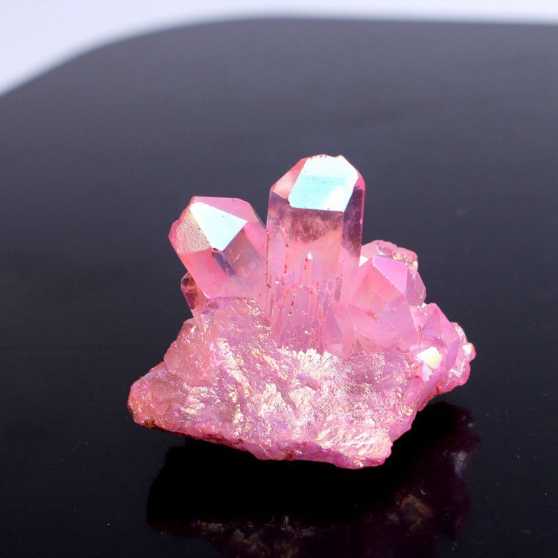 50g Natural Pink Aura Titanium Quartz Crystal Cluster Healing reiki VUG Specimen