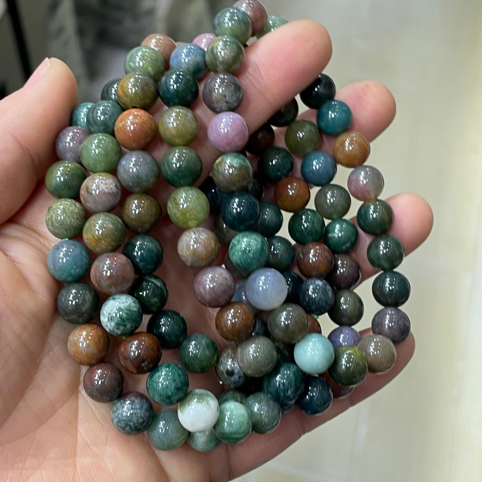 10pc 8mm Natural Oceanjasper Bead Bracelet Reiki Crystal Quartz Healing Decorate