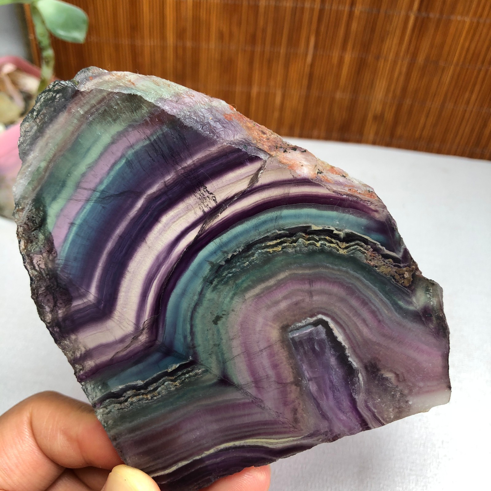 242g Natural Candy fluorite slice Crystal gemstone Polished/rough Specimen A8427