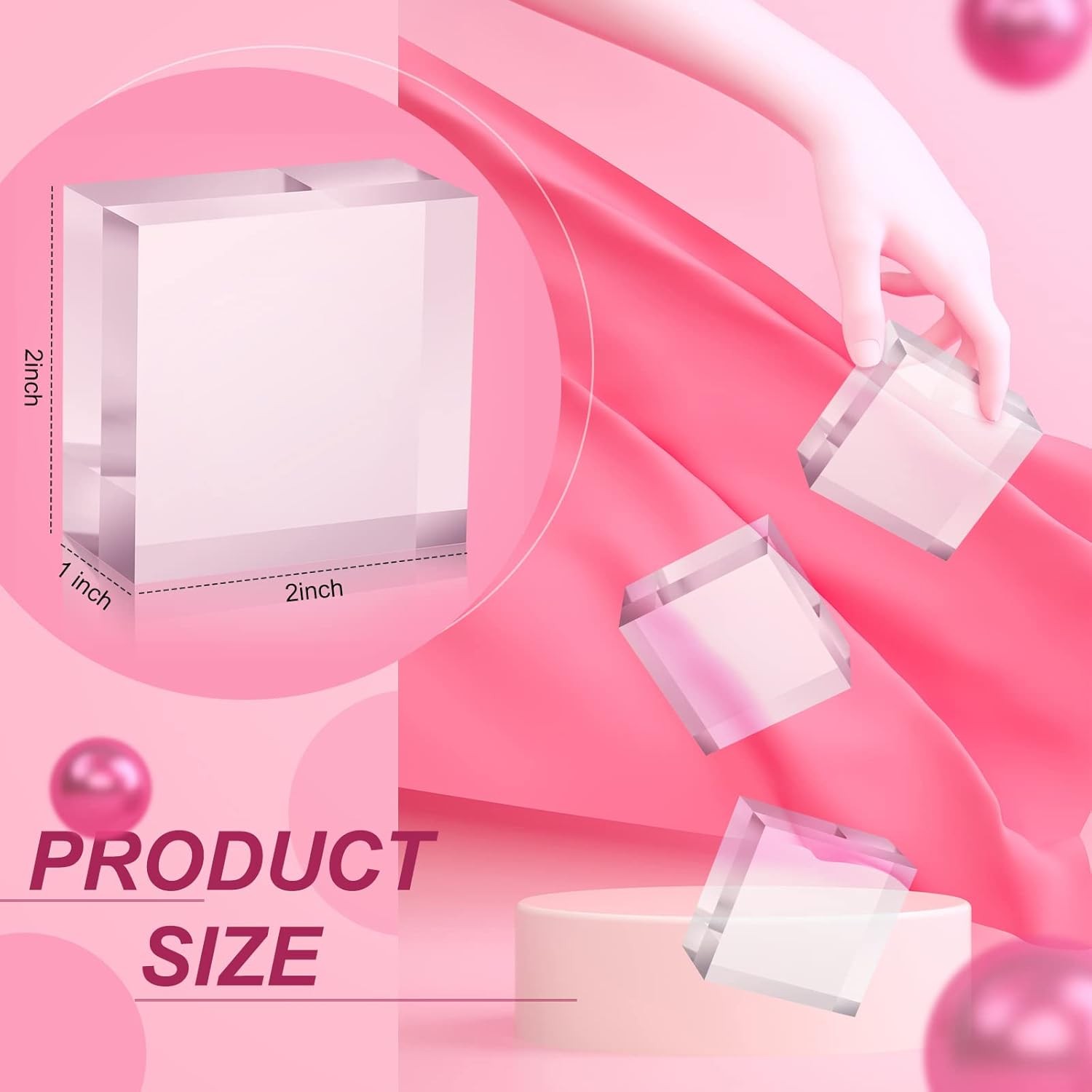 Remerry 16 Pcs Clear Acrylic Blocks Acrylic Square Display Block Clear Polished