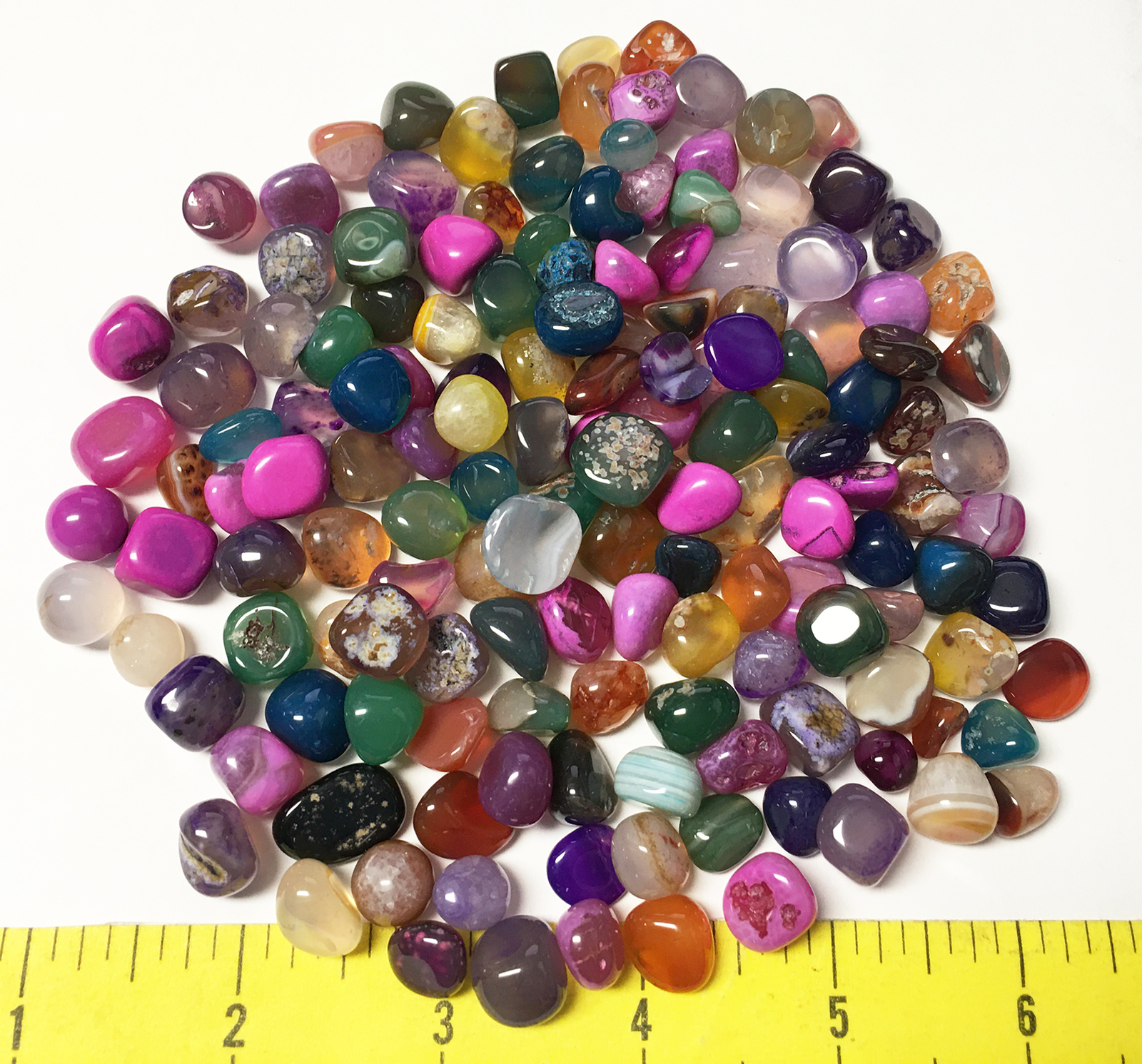 AGATE Mixed Colors dyed and polished stones size 1/4″ to 3/4″ 1/2 lb
