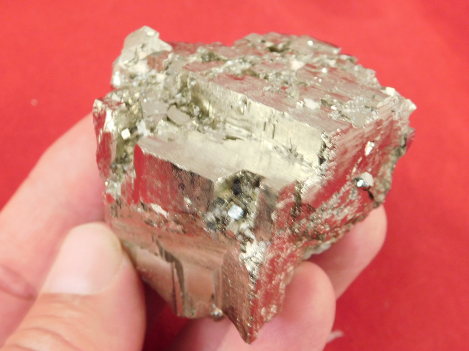 LARGER 100% Natural STEPPED PYRITE Crystal CUBE Cluster Huanzala Mine Peru 317gr