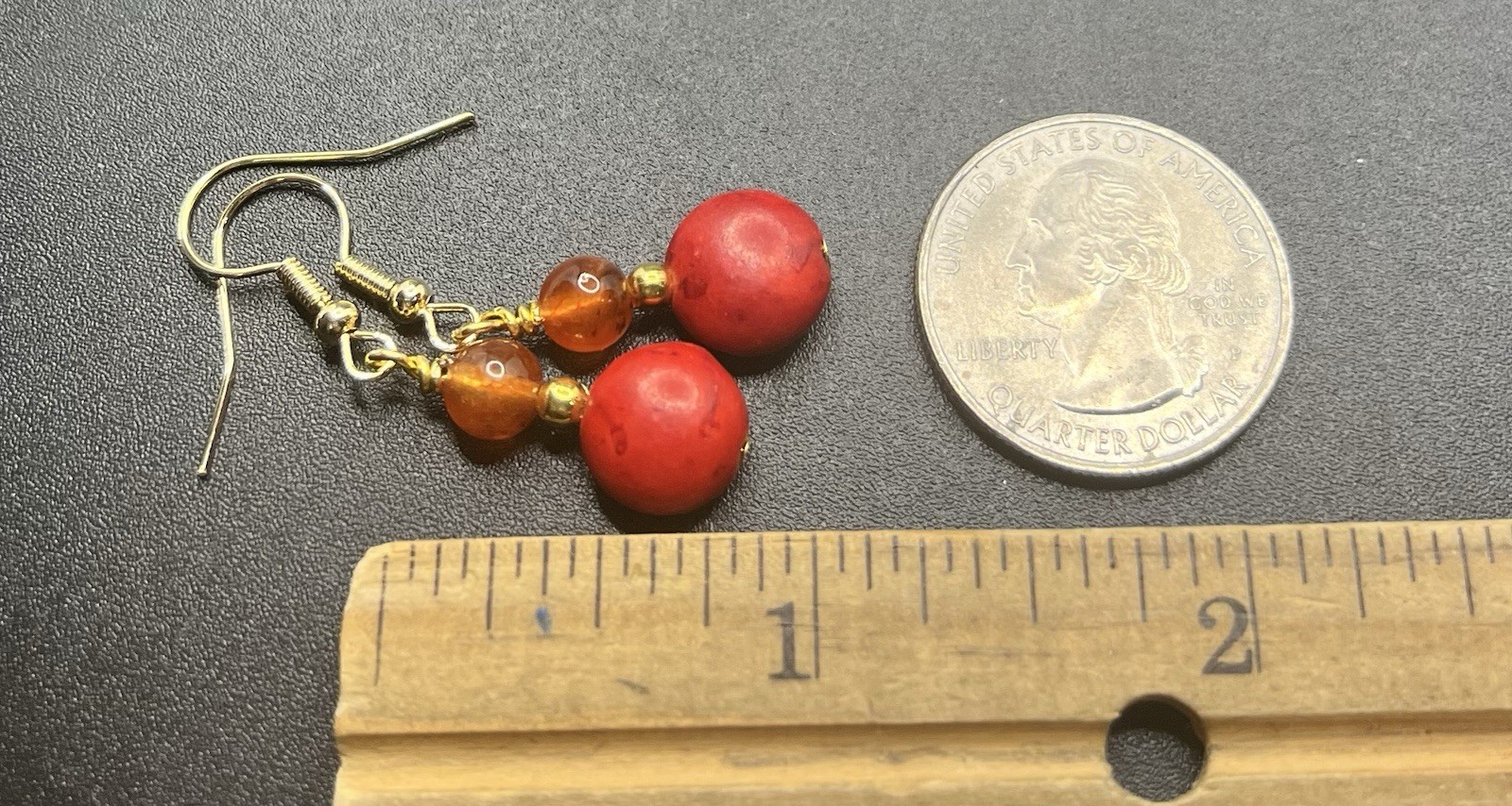 Carnelian & Red Magnesite Genuine Stone Handmade Earrings