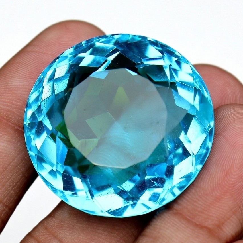Natural Blue Tourmaline Round cut 114 Ct Certified Loose Gemstone Gemstone