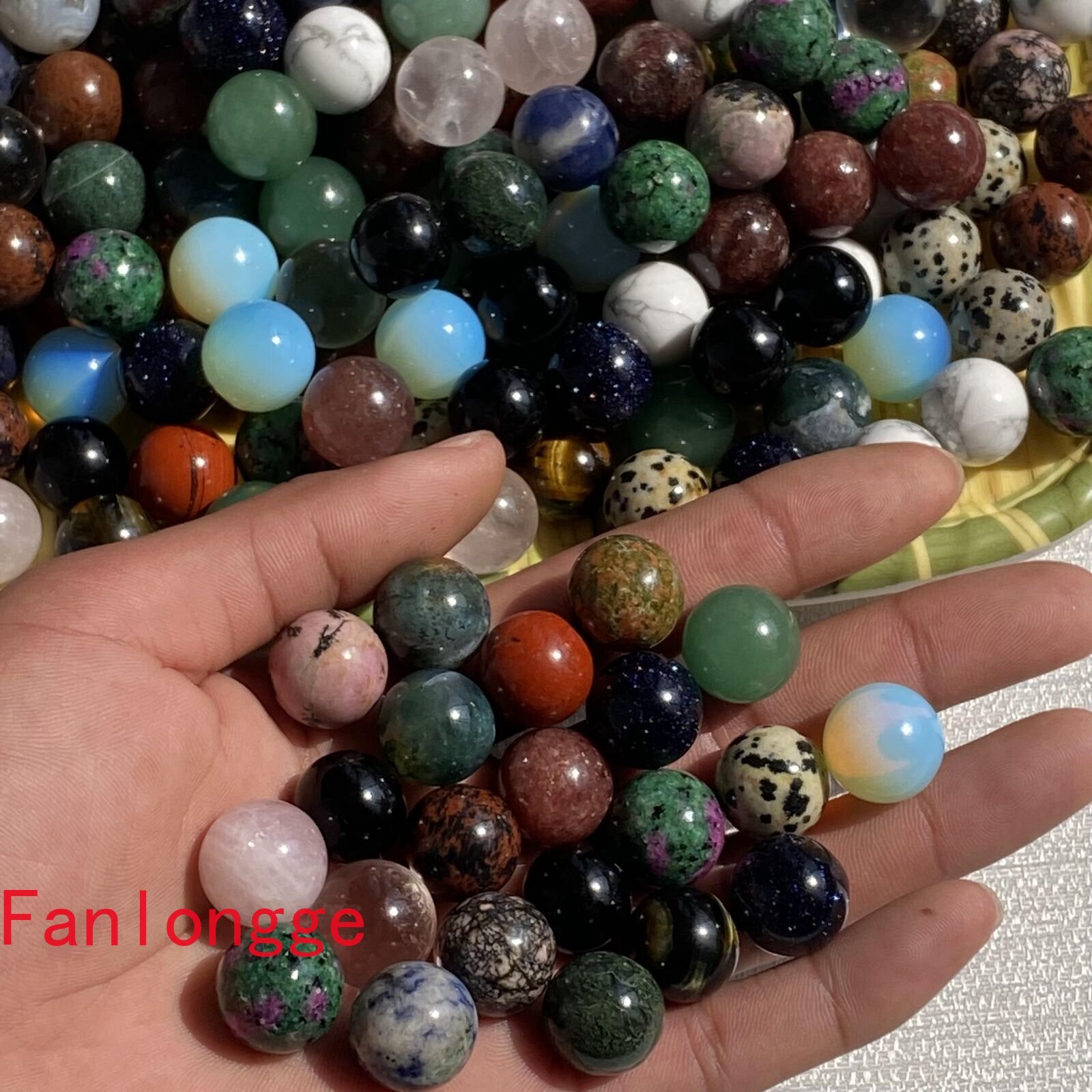 Wholesale Natural Mixed Crystal Sphere Quartz Crystal Ball 15mm+ Healing + Box
