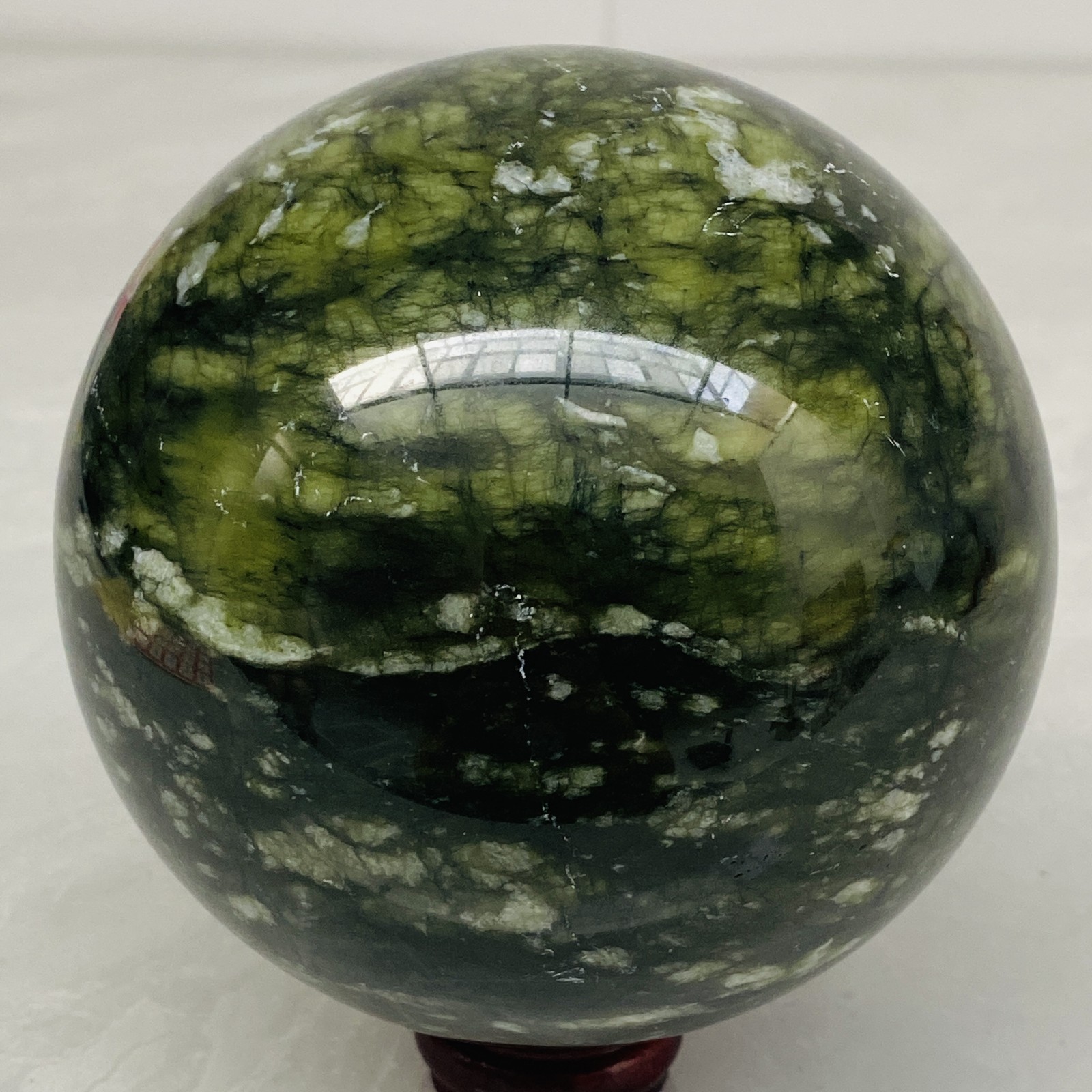 Natural Southern Jade Sphere Green Serpentine Crystal Ball Healing 2060g 4.54LB
