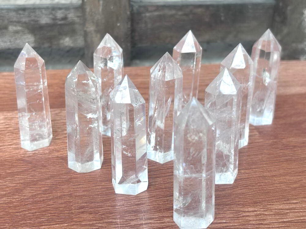 10pcs Bulk 2”+ Natural Clear Quartz Crystal Point Wands Tower Obelisk Polished