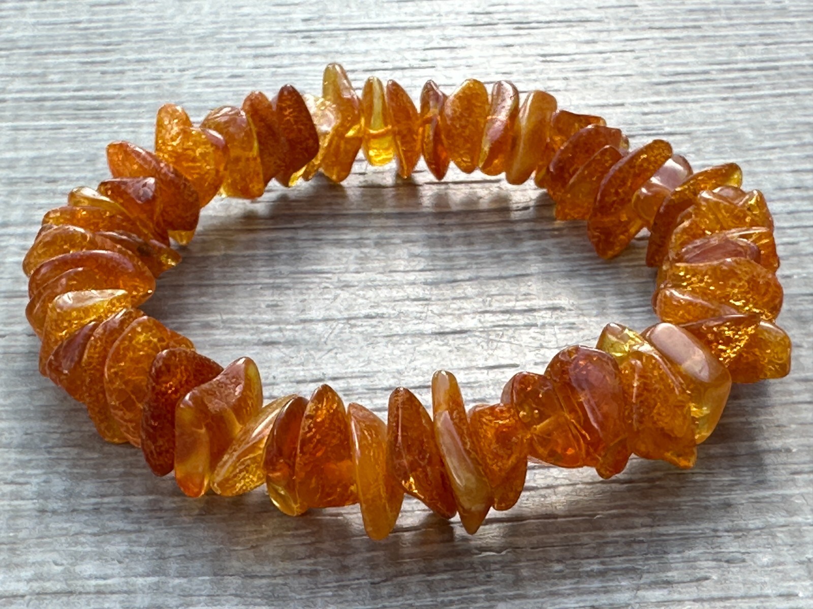 Grade A++ Amber Crystal Chips Bracelet 8-12mm, Genuine Crystal Amber Bracelets