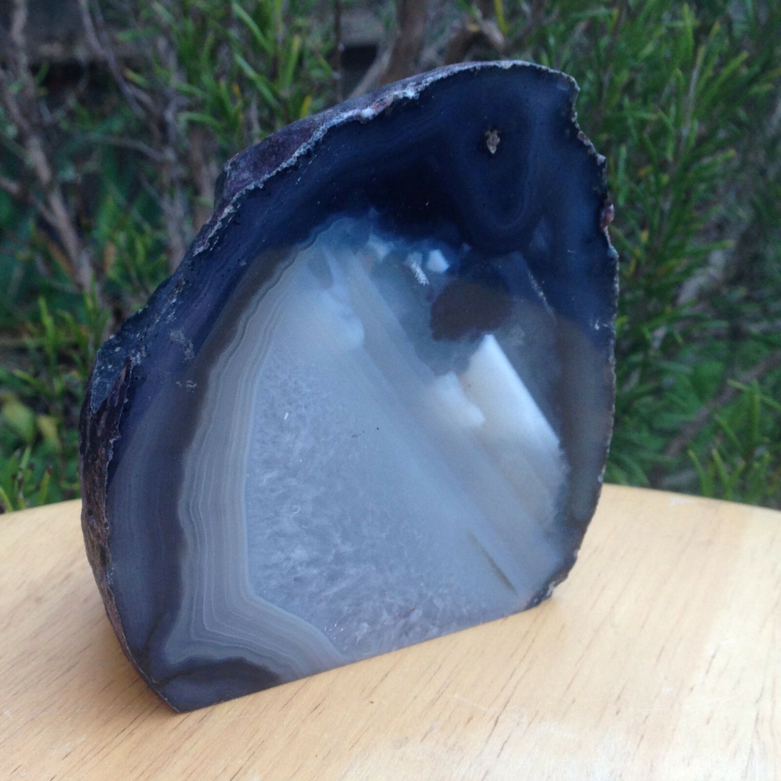 Dyed Agate Crystal Black White Grey Freestanding 398g 9.7x9x4.67cm