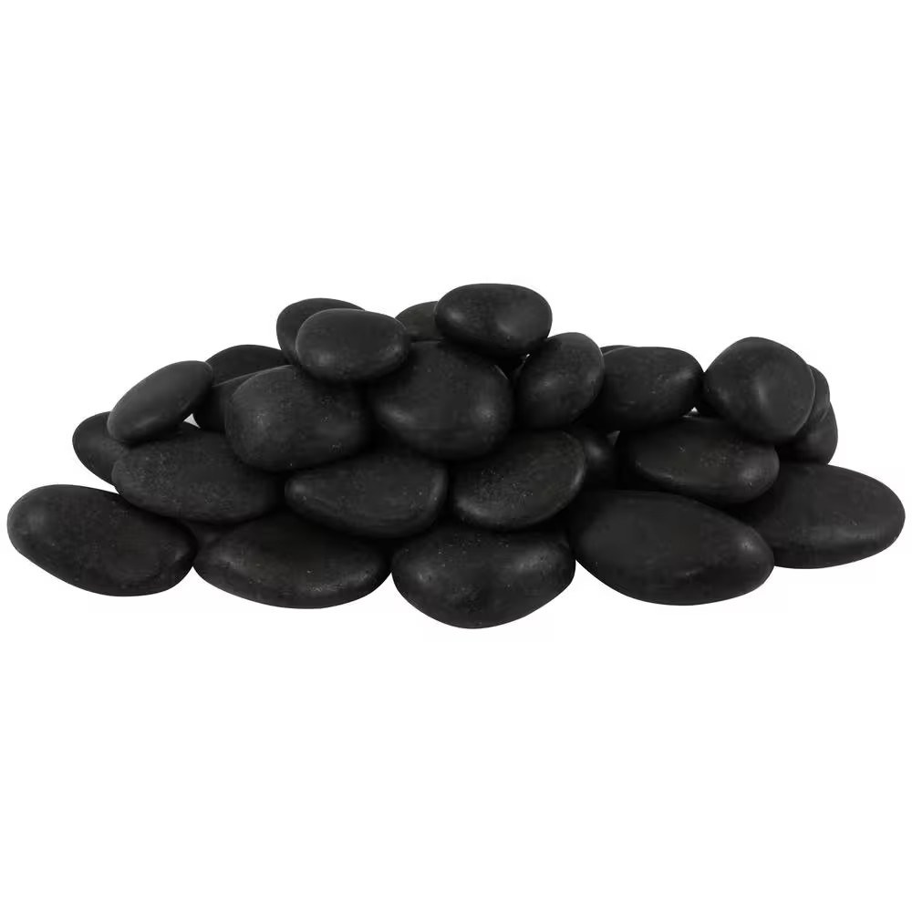 20 Lb. Grade a Black Polished Pebbles 1 In. to 2 In.