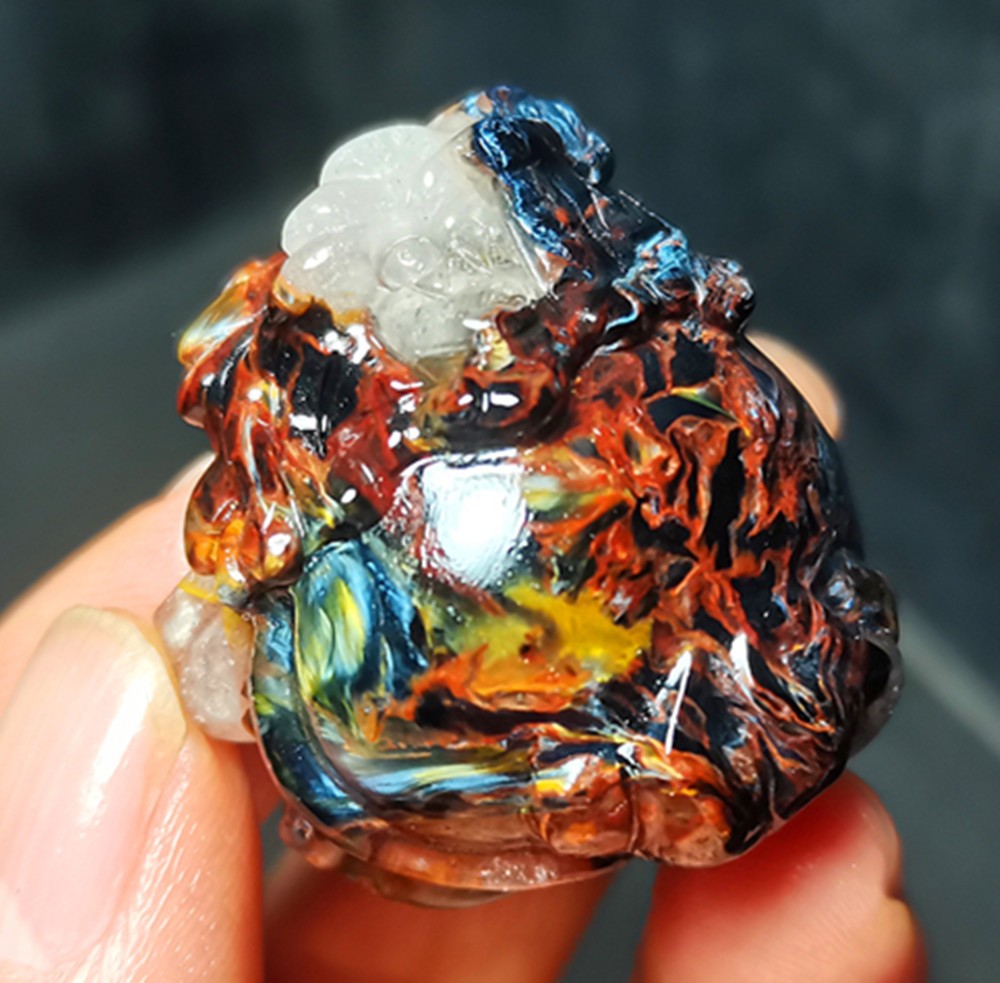 34.3g Natural Namibia ” Pietersite” Gemstone Hand-carved Dragon Tortoise WYY3865