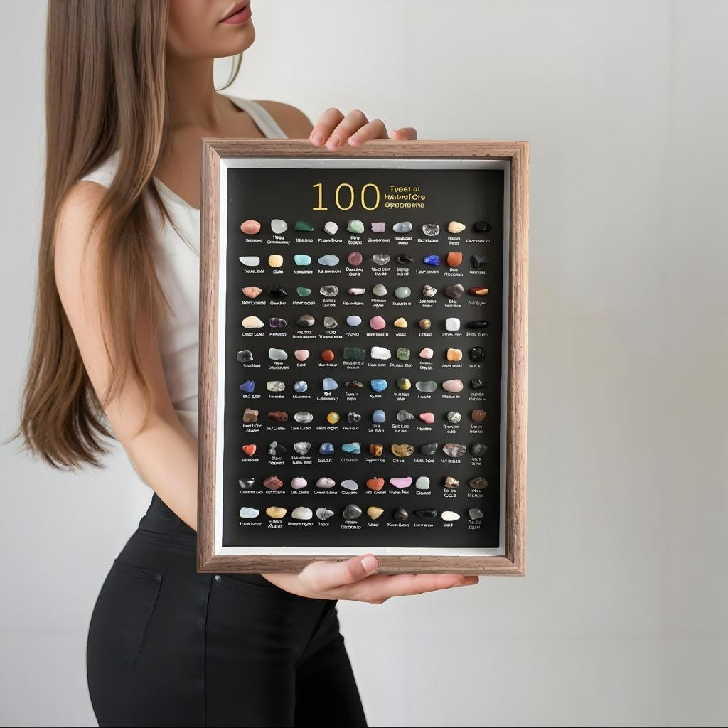 100 Kinds of Mineral Specimens Natural Crystal Rock Stone Science Ore Collection