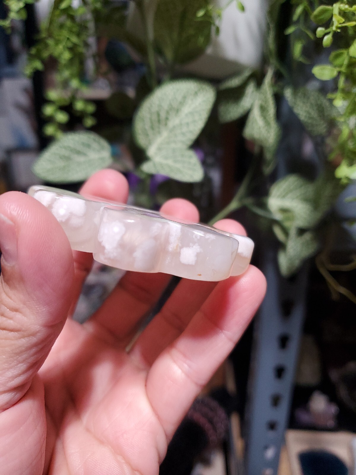 104g Natural Flower Agate Four-leaf Clover Crystal Quartz BIN W
