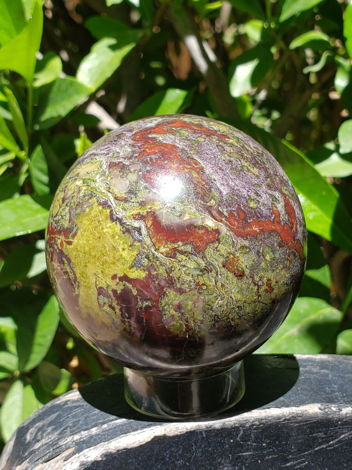 2.56″ Dragon’s Blood Stone Jasper Quartz Mineral Crystal Sphere Ball Orb, 444g