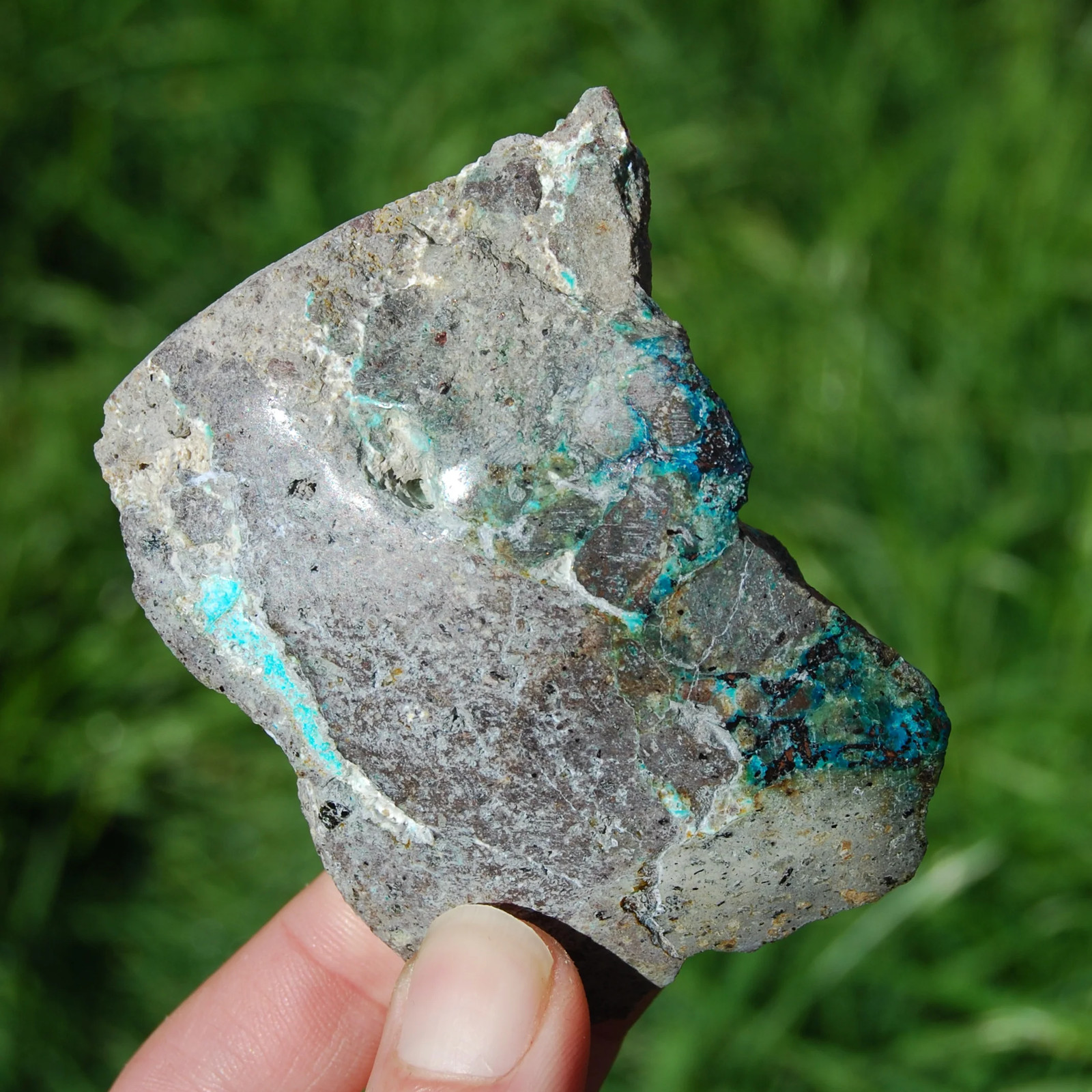 3in 109g RARE Native Copper in Chrysocolla Crystal Slab, Indonesia