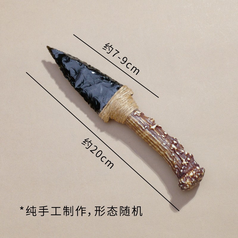 Natural obsidian rough stone knife, obsidian dagger, crystal ore handmade stone