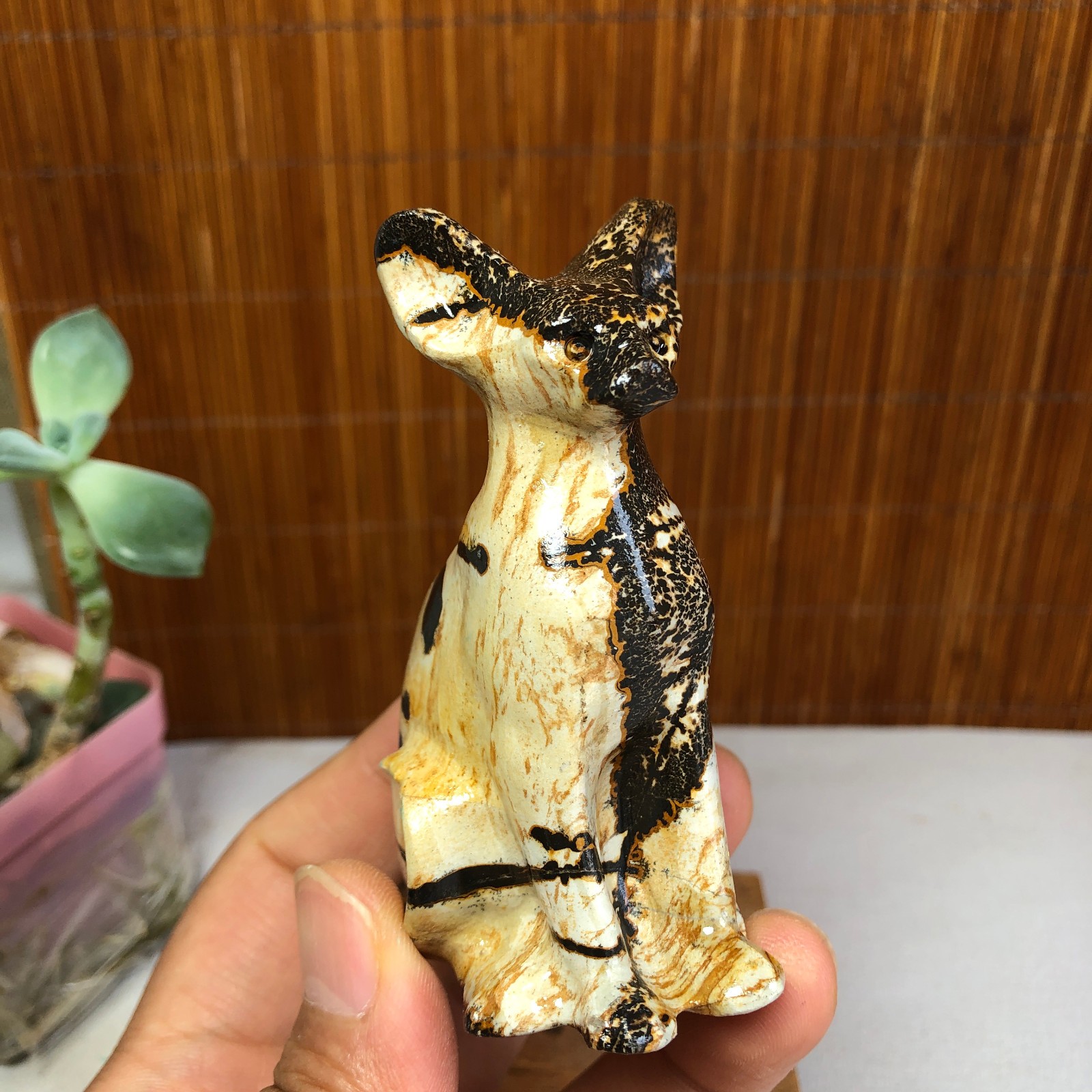 Rare Natural Traditional Chinese Painting Hand Carving Animal Model 117g g8396