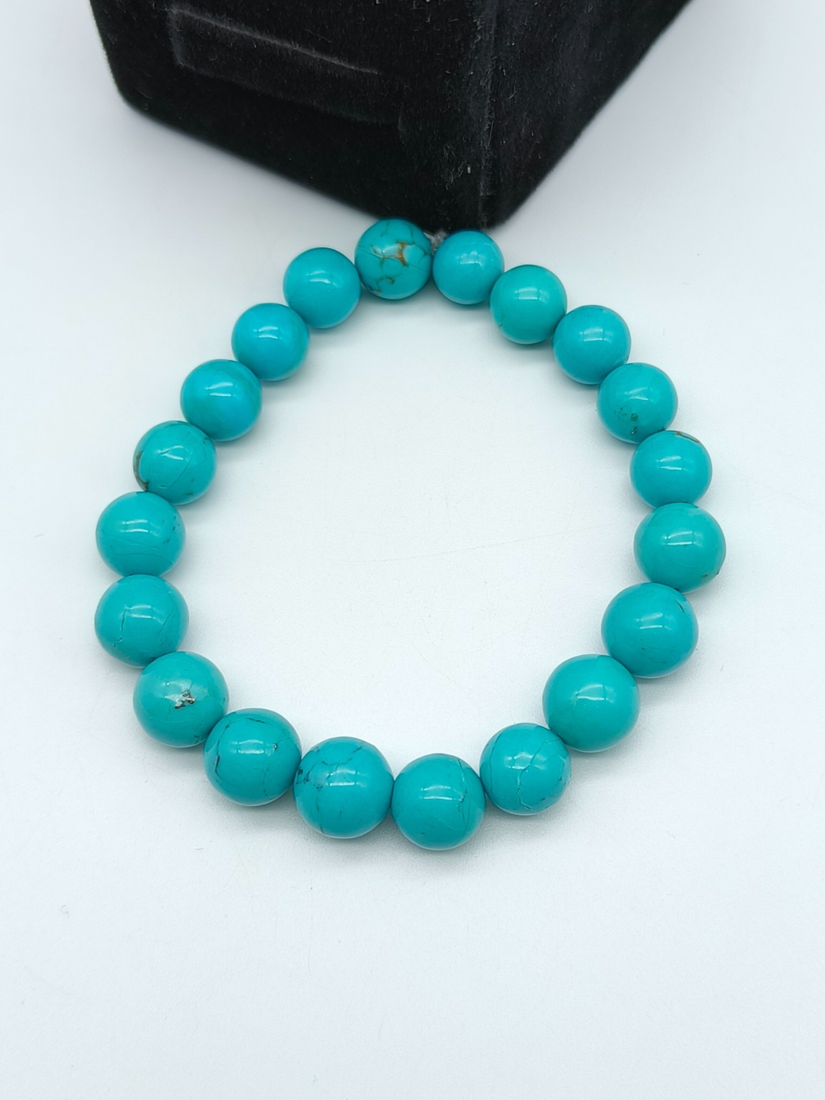 Natural Turquoise Round Shape Beads Bracelet Stretchable Bracelet 7 to 8 Inch