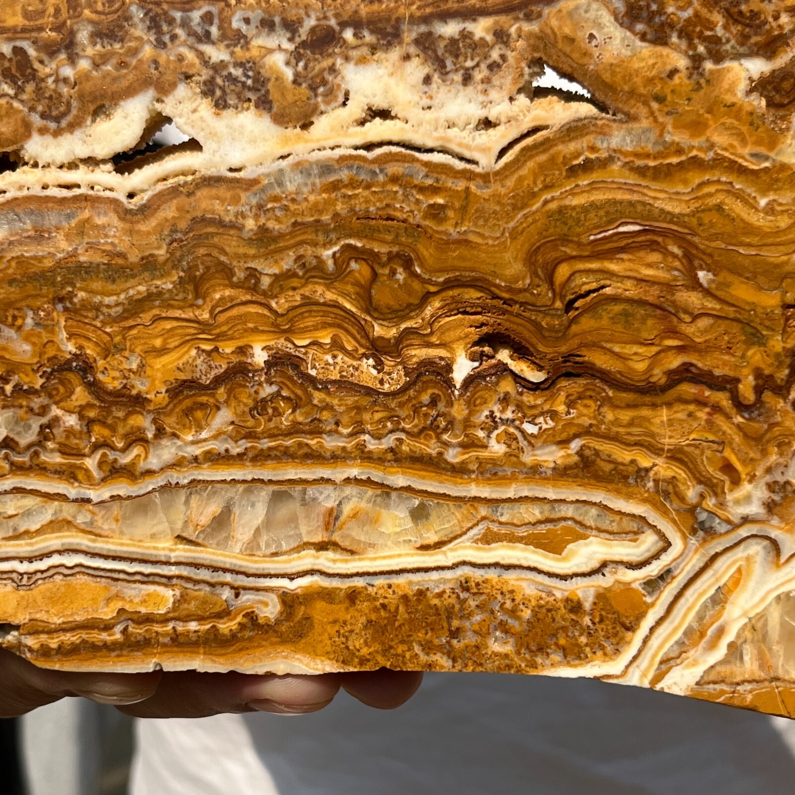 2130g Natural polychrome Banding Calcite Polished Slab Crystal Reiki Healing