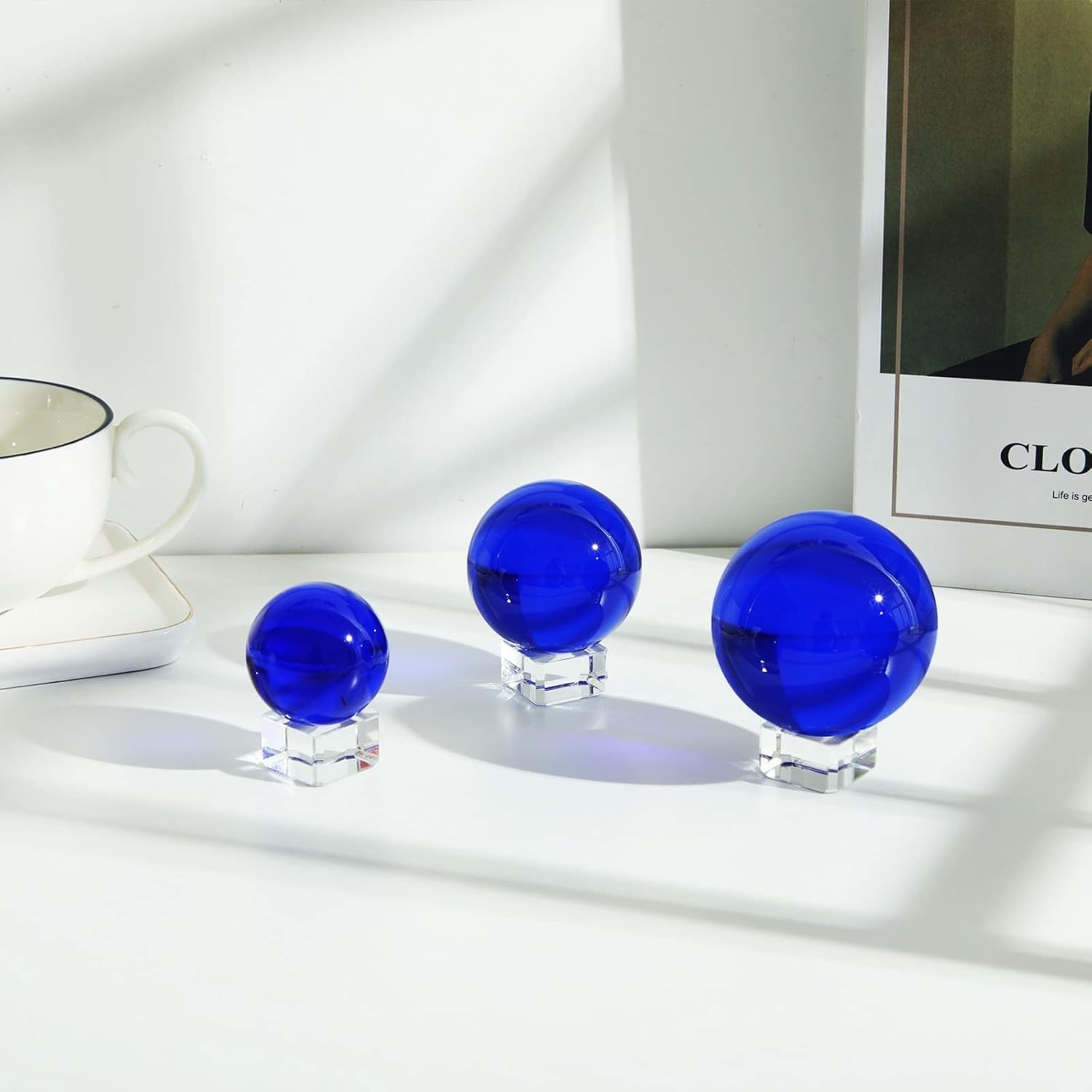 50mm2 inch K9 Solid Crystal Ball with Free Stand Suncatcher Blue