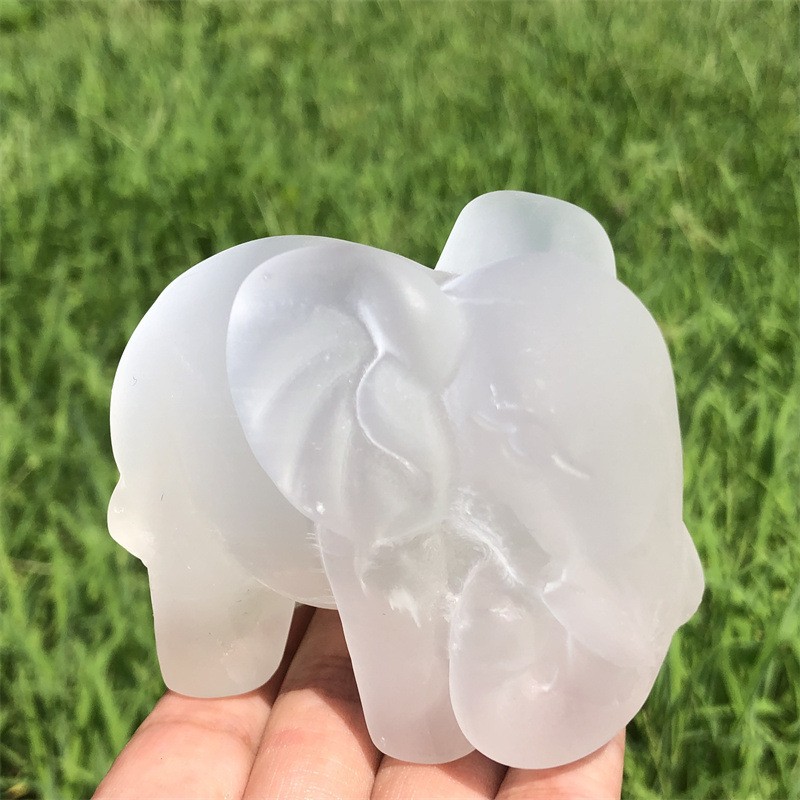 White Selenite Elephant Figurine Healing Home Decor Gift 1PCS