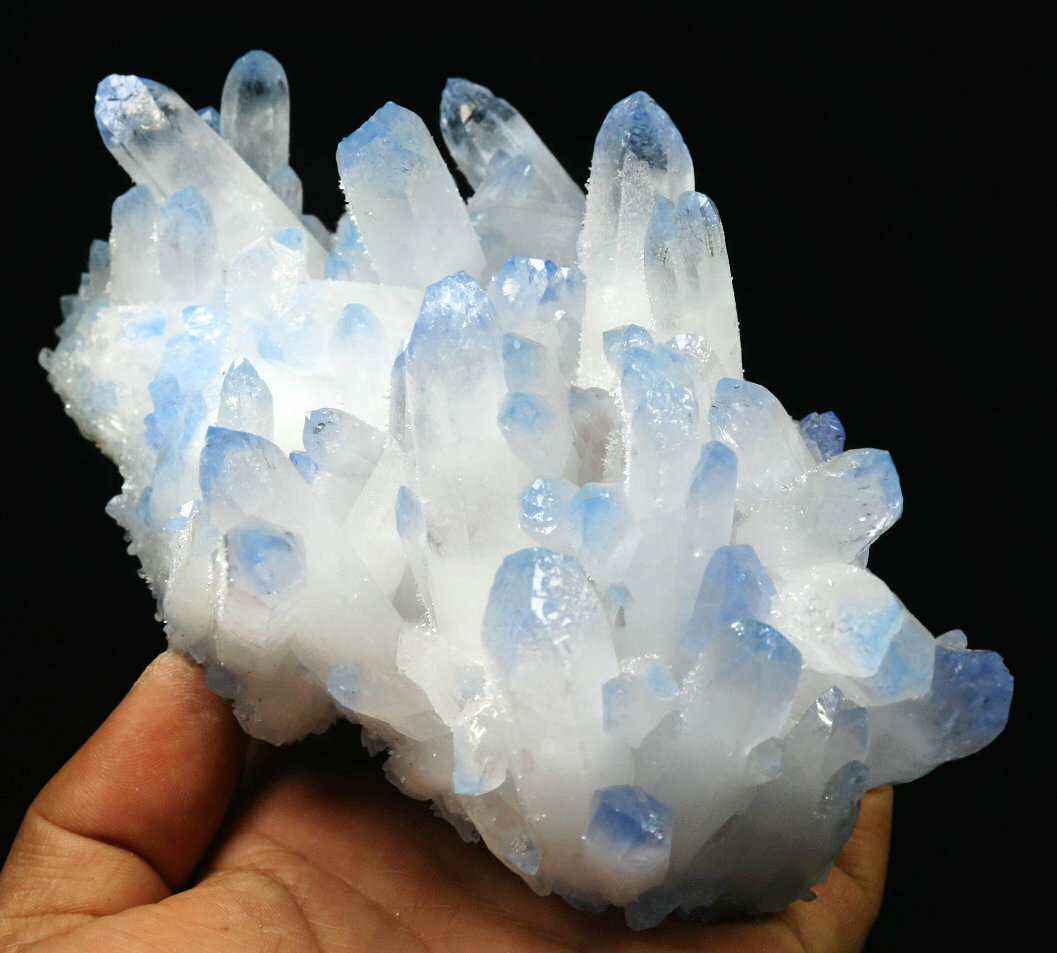 1.93lb Rare Beatiful Blue Tibetan Ghost phantom Quartz Crystal Cluster Specimen