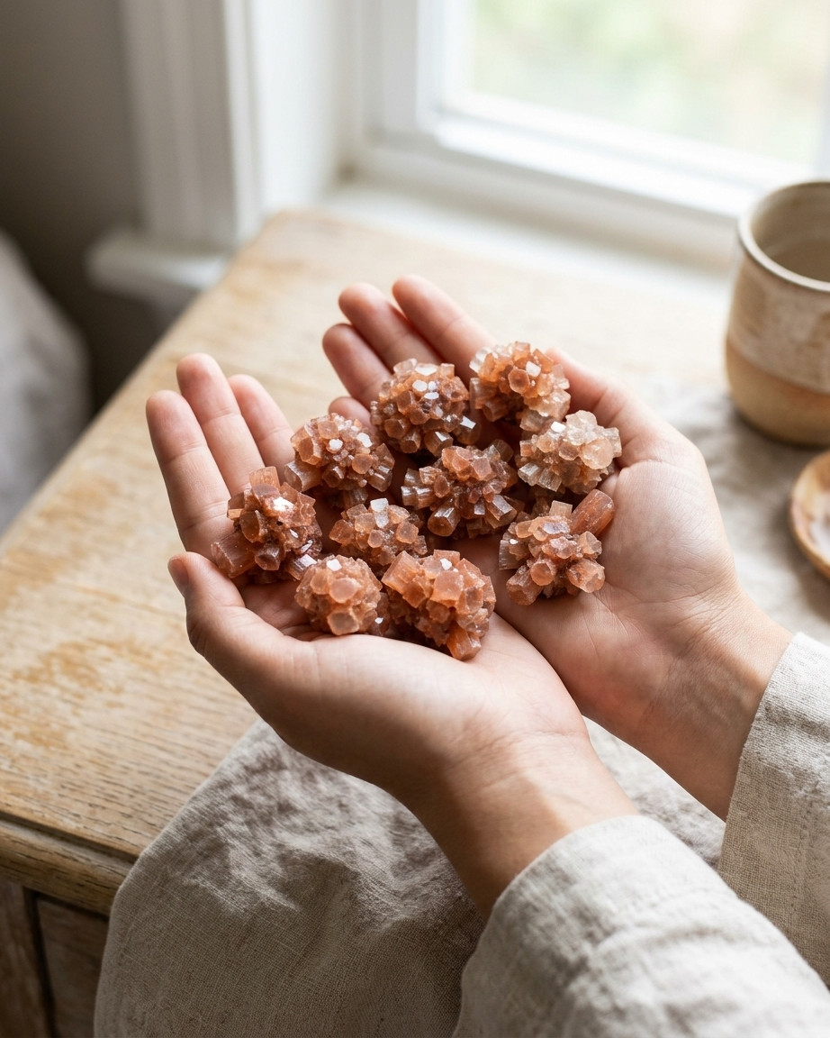 Raw Aragonite Star Cluster (0.5″ – 6″) Natural Red Aragonite Cluster Morocco