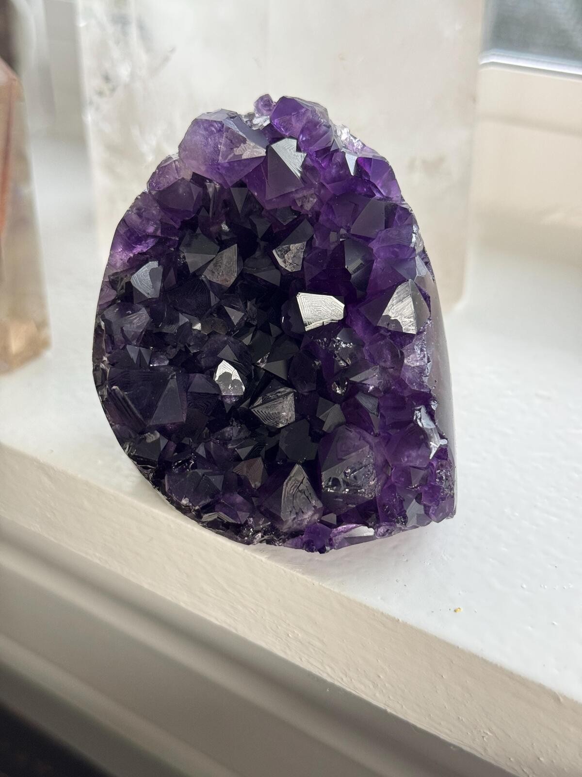 Amethyst Crystal Cluster Geode Dark Purple Standing Cut Base Mineral Specimen 33
