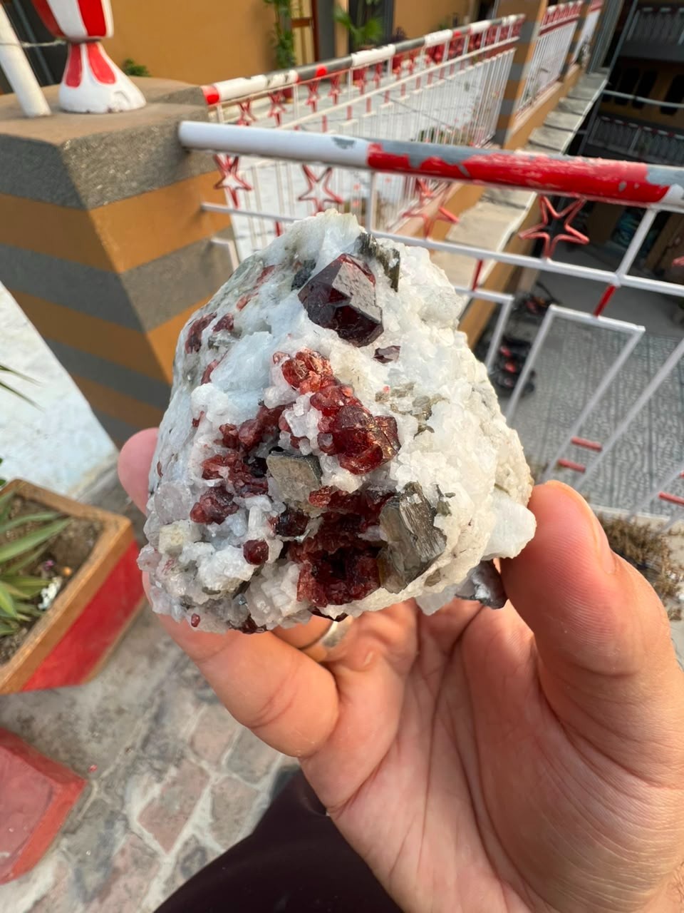 Natural Red Garnet Crystal Cluster In Feldspar Mica Specimen | Skardu Pakistan.