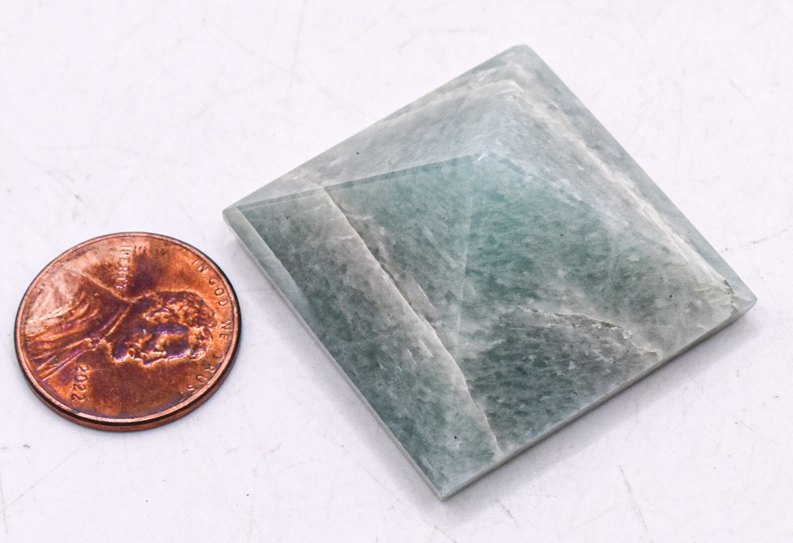32mm 115ct Soft Green Amazonite Pyramid Natural Feldspar Gemstone Mineral India
