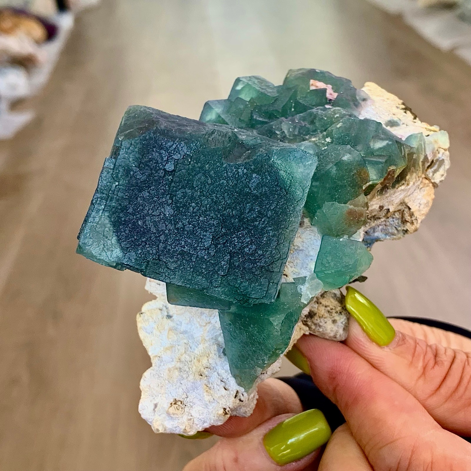 388G Rare transparent Blue green fluorite mineral crystal sample/China