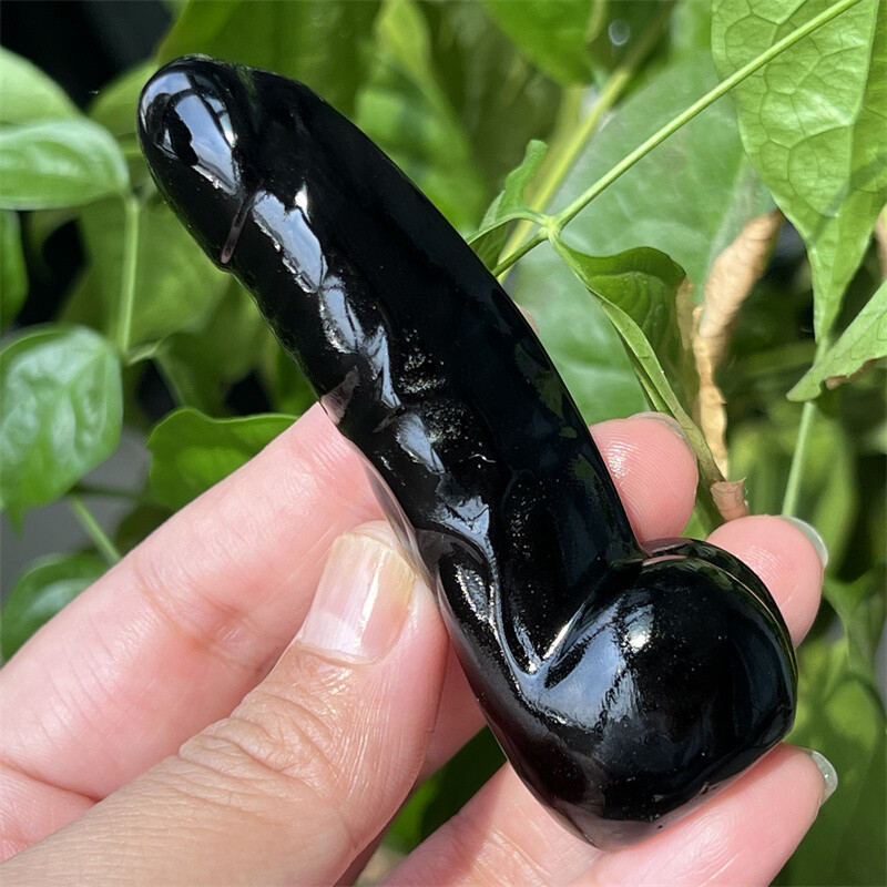 3″ Natural Obsidian Male Penis Quartz Skull Crystal skull Figurines Healing 1PC
