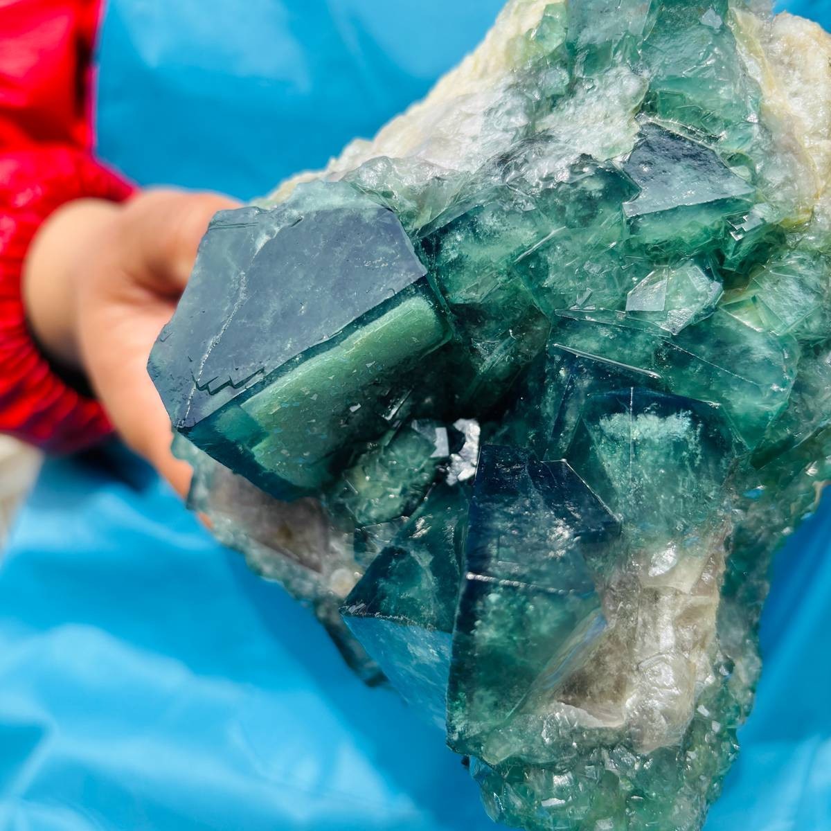 1790G Natural BLUE-green purple Cube Fluorite Mineral Crystal Specimen/China